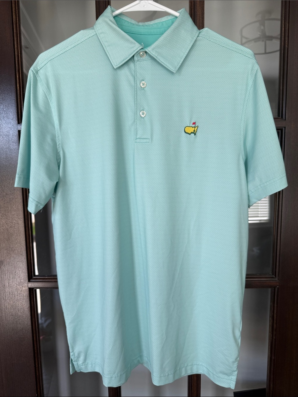 Masters Polo Men's Small Light Aqua Polo Shirt with Embroidered Masters Logo